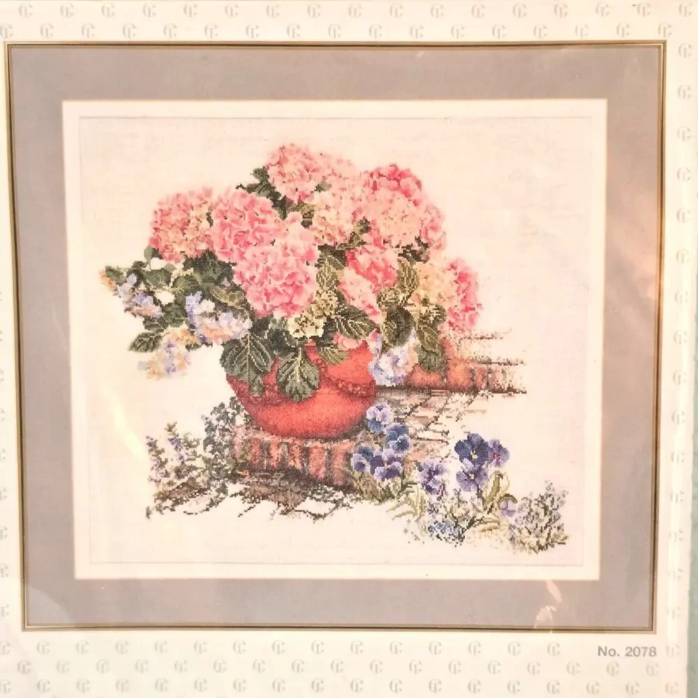 Thea Gouverneur Hortensia's Garden Cross Stitch Kit Cottagecore Gardencore